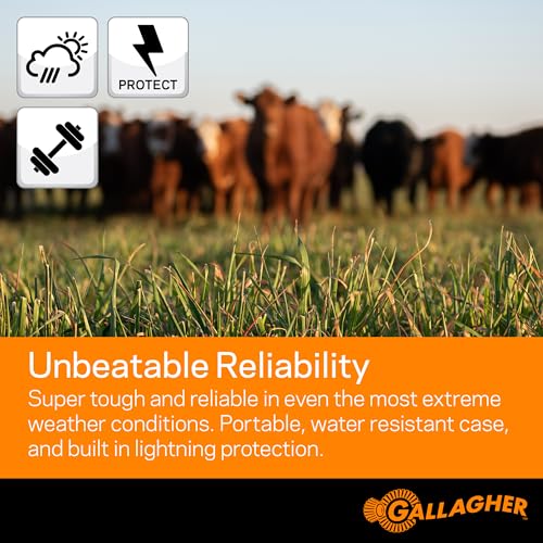 Gallagher MB150 Multi-Power Electric Fence Energizer | 1.5 Joule Fence Charger for Livestock & Pasture Fencing | 110V Plug-in or 12V Battery Powered | Powers Up to 30 Miles