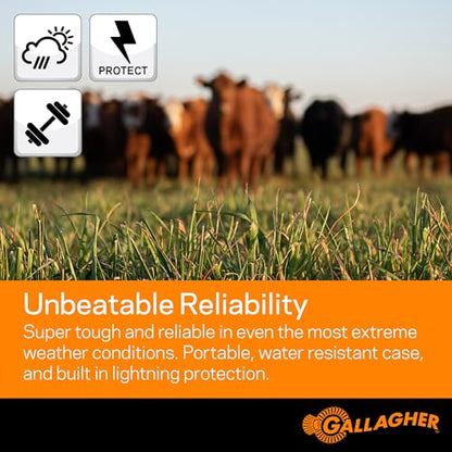 Gallagher MB150 Multi-Power Electric Fence Energizer | 1.5 Joule Fence Charger for Livestock & Pasture Fencing | 110V Plug-in or 12V Battery Powered | Powers Up to 30 Miles