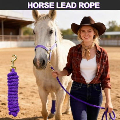 5/8" x 8' Nylon Horse Lead Rope with Cast Iron Hardware(Purple) - color: Purple