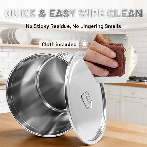 304 Stainless Steel Extra Large Rice Storage Container 12.7Gal/48L Airtight Canister with Locking Lid & Buckle, Food Grade Sealed Bucket Holds 40-90Lbs for Rice, Flour, Grain - size: 48L