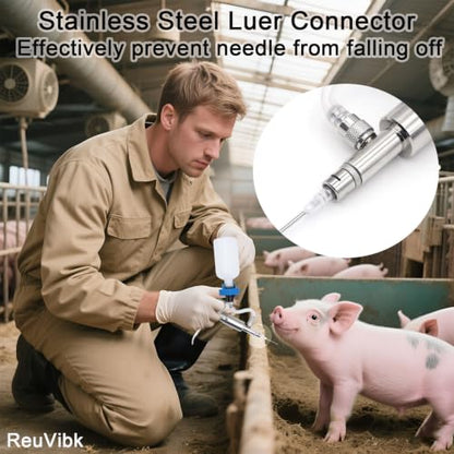5ml Continuous Self-Refilling Livestock Syringe, 10 Needles Included