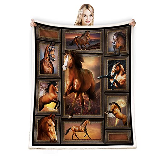 Cozy Horse Print Throw Blanket for Girls - Warm & Comfy, 50"x60" Western Horse Blanket - size: 50" x 60"