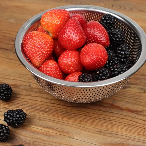 RSVP International Endurance Kitchen Collection Colander Strainer, Berry, Pierced Stainless Steel - size: Berry