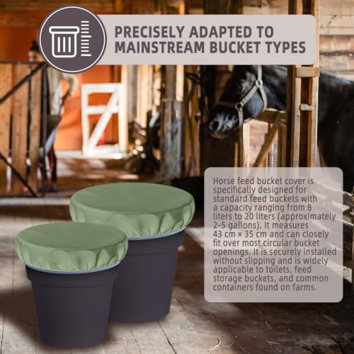 2-5 Gallon Horse Bucket Cover, Waterproof Horse Feed Bucket Cover, Lightweight and Easy to Use (Excluding Bucket, Olive Green) - color: Olive Green
