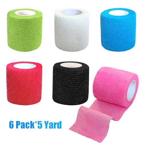 2 Inches Self Adhesive Bandage Wrap Bulk, 6 Pack, 6 Colors - color: 6 Colors
