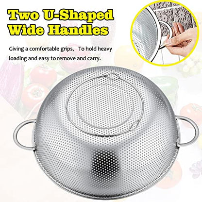 P&P CHEF Stainless Steel Colander, 2 Pcs Metal Colanders Strainer, 1 +3 Qt