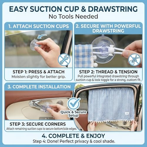 Plaid Car Side Window Curtain Sun Shade of 2,Blue - color: Blue