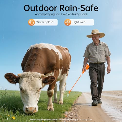 Cattle Prod Stick, 35.82in Rechargeable Waterproof Electric Livestock Prodder with 5000mAh Battery, 3-4h Working Time for Herding Cattle, Pigs, Sheep