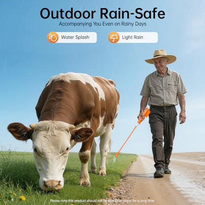 Cattle Prod Stick, 35.82in Rechargeable Waterproof Electric Livestock Prodder with 5000mAh Battery, 3-4h Working Time for Herding Cattle, Pigs, Sheep