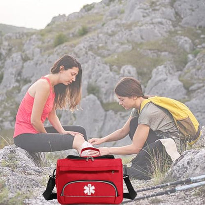 Empty Red First Responder Bag On Call Trauma Bag EMT First Aid Carrier for Paramedics and Emergency Medical Supplies Kit (Red) - color: Red