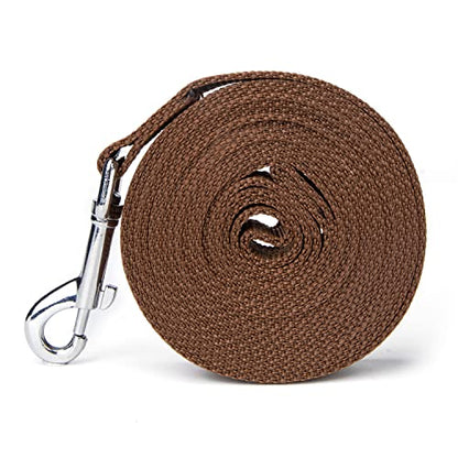 Strong Durable Nylon Dog Training Leash, 1 Inch Wide Traction Rope, 6 ft 10ft 15ft Long, for Small and Medium Dog (Brown, 15 Feet) - color: Brown, size: 15 Feet
