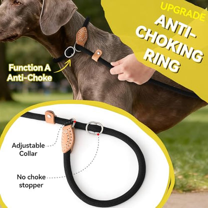 Mile High Life Heavy Duty Slip Lead No Pull Leash 6/5/4FT for Large Dogs - color: Black, size: 5 Feet