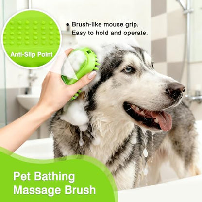 Pet Rubber Bath Brush for Dogs & Cats, Soft TPR Bath Curry Brush with Massage Design for Long and Short Hair Pets