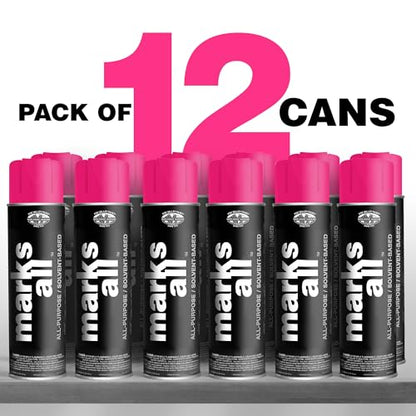 Fox Valley 17oz Marks All Solvent-Based Paint 12-Pack, Pink Fluorescent - color: Pink Fluorescent
