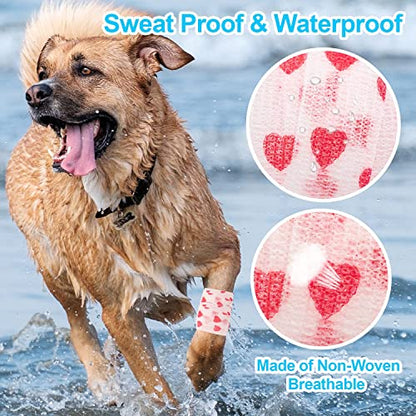 Bandage Wrap, 12Pcs Sweatproof and Waterproof Cute Vet Wrap, Elastic Non-Woven Cohesive Bandages for Ankle Sprains & Swelling