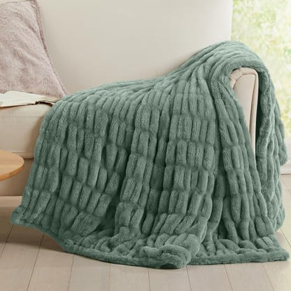 Springtree Home Luxury Micro Plush Throw Blanket | Thick Faux Fur | Green | Lily Collection | 60" x 70" | Green Blanket | Ultra Plush - color: Lily Pad, size: 60" x 70" (Large)