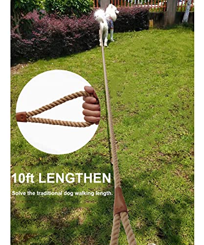 BTINESFUL 3/5/10ft Braided Rope Cotton Dog Leash for Large Medium Dogs - color: brown, size: 10 Foot (Pack of 1)