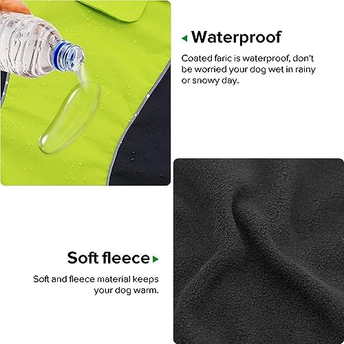 Vizpet Dog Raincoat Waterproof Coats,Dog Jacket High Visibility Warm Vest Dog Clothes for Small Medium Large Dogs(Green-M) - size: Green-M