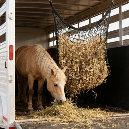 2 Pcs 31x28in Slow Feed Hay Nets for Horses Hanging Hay Bag Black