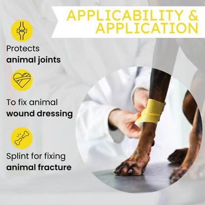 2" Cohesive Flexible Bandage Wrap – Yellow - Pack of 4 | Self-Adherent Vet Tape for Animal Wrapping, Support & Protection – Non-Slip, Breathable, Flexible Bandage for Livestock - color: Yellow
