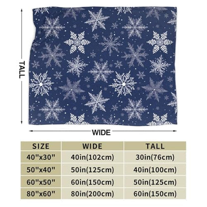 Winter Snowflakes Blue Fleece Blanket Lightweight Ultra-Soft Christmas Throw Blanket for Sofa Couch Bed Camping Travel - Super Soft Cozy Microfiber Blanket 50"X40" - color: Winter Snowflakes(blue), size: 50"x40"