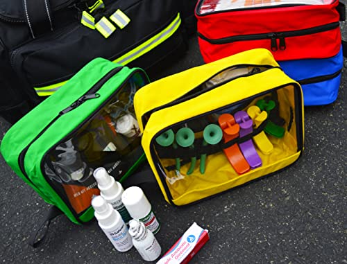 Lightning X Products Premium Color Coded Organizer First Aid Kit Accessory Pouches - Extra Large - Zippered Bag with Transparent Window - Set of 4 for EMT, Trauma, IFAK Medic Kits