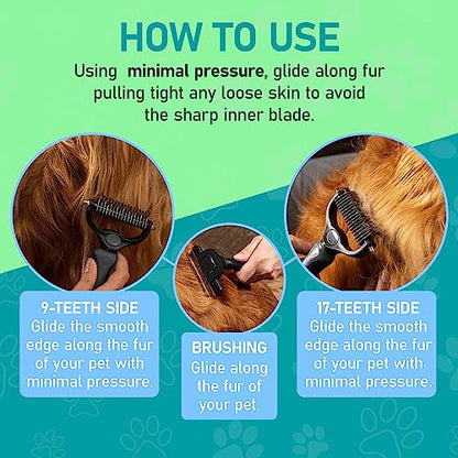 Maxpower Planet Pet Grooming Brush - Double Sided Undercoat Rake for Dogs and Cats, Extra Wide, Reduce Shedding by 95%, Grey - color: Gray, size: Large