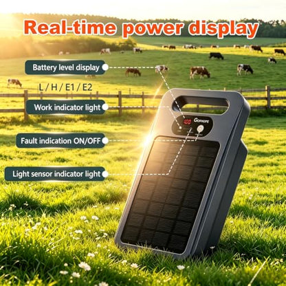 0.32J Solar Electric Fence Charger – 20-Mile Range with Smart Display Grey - color: Grey