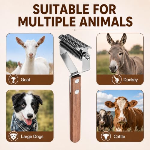 Abbylike 2-sided Livestock Shedding Comb, Grooming Dematting Brush - style: 2-sided
