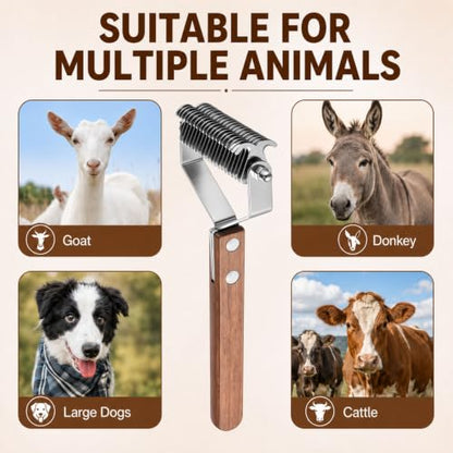 Abbylike 2-sided Livestock Shedding Comb, Grooming Dematting Brush - style: 2-sided