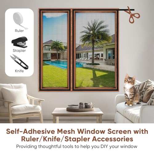 Adjustable DIY Cat Window Screen Fits Any Size Smaller Than 51"x 59" - color: Black