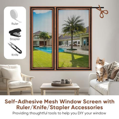 Adjustable DIY Cat Window Screen Fits Any Size Smaller Than 51"x 59" - color: Black