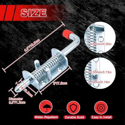 MAOPINER 4PCS Metal Barrel Bolt Latch, 6.5" Spring Loaded Door Lock | Zinc Plated Slide Bolt with Grip Handle for Ramp Doors, Fences, RVs, Gates and General Hardware Applications