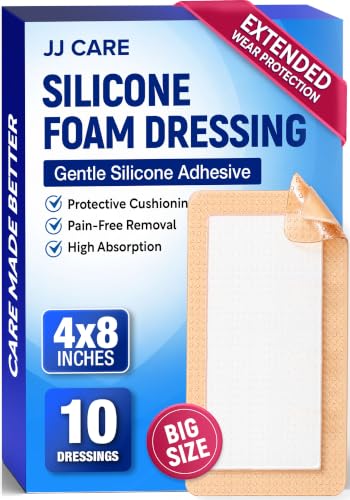 10Pcs Silicone Foam Dressing | 4x8 Bed Sore Bandages | Wound Care FSA&HSA - size: 4x8 10ct