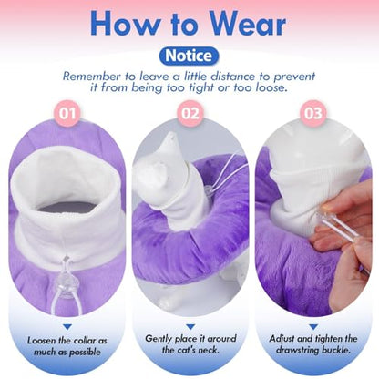 Cat Cone Collar Soft, Adjustable & Lightweight Kitten Elizabethan e Collar to Stop Licking After Surgery, Ideal for Wound Recovery, Durable & Machine Washable, Purple Small - color: Purple, size: Small(Neck:5.9")