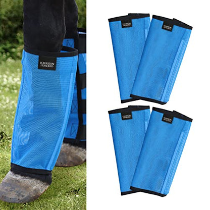 Harrison Howard Loose Fitting Fly Boots UV-Protective Extra Tough Mesh Ventilated Four Fasteners Stay-on Design Protect Horse Legs & Stomp-Reducing Set of 4 Sky Blue Mini - color: Sky Blue, size: Mini