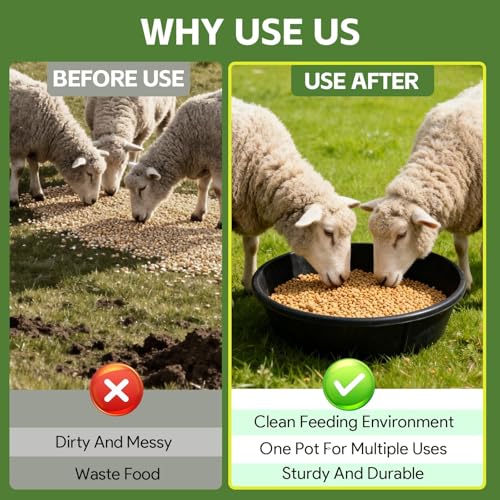 5 Pack Rubber Feed Pans, 3 Gallon Horse Feed Buckets for Livestock