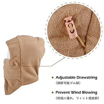 TRIWONDER Kids Winter Hats Balaclava Ski Mask for Boys Girls Toddlers Windproof Adjustable Cold Weather Face Mask Neck Warmer - color: Khaki