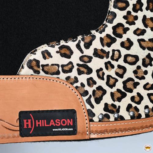 HILASON Western Wool Felt Horse Saddle Pad W/Distressed Wear Leather | for Horses