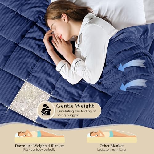 downluxe Weighted Blanket King Size, 18 lb Weighted Blanket with Glass Beads for All Season, Machine Washable Heavy Blanket (Navy, 108 X 90 Inch) - color: Navy, size: Weighted King,18lb