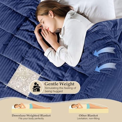 downluxe Weighted Blanket King Size, 18 lb Weighted Blanket with Glass Beads for All Season, Machine Washable Heavy Blanket (Navy, 108 X 90 Inch) - color: Navy, size: Weighted King,18lb