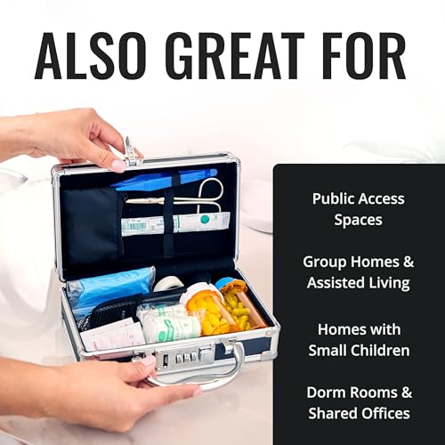 Vaultz Locking Medicine Case, Combination Lock Portable Storage Briefcase | Organizes medications, cash and valuables in one place, carrying handle for portability, compact 8.38x5.75x2.75 in size - size: 1 Pack