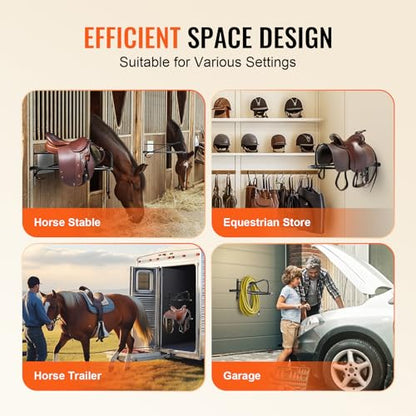 VEVOR Wall Mount Saddle Rack, 27.3 x 16.3 x 12.5 in, 8 Packs Horse Saddle Rack with Pad Bar, Portable Saddle Stand for English & Western Saddle, Horse Tack Storage for Equestrian Garden, Black - style: Wall Mounted Saddle Stand-8 Pcs