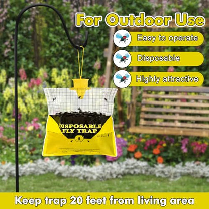 6 Pack Outdoor Fly Trap Bags Hanging - 6 * 30g Bait, Durable, Effective - size: 6 Pack