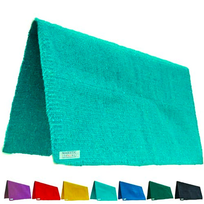 Majestic Ally Solid Color 34"x 36" Traditional Acrylic Saddle Blanket with Hemline Edges-3.7 lbs (Turquoise) - color: Turquoise