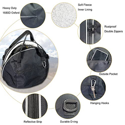 Helmet Bag,Motorcycle Helmet Storage Bag,Lightweight Soft Fleece Lining Water-resistant 1680D Oxford with Strap, Reflective Strip (Black)
