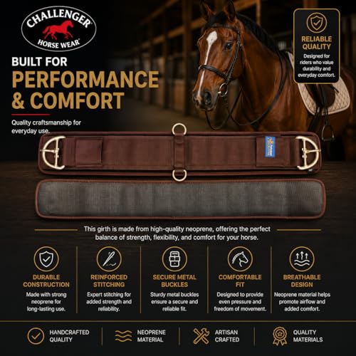 CHALLENGER Horse Western Straight Girth Straight Cinch Neoprene Non-Slip Tack Brown 9765BR - size: 36"