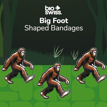 BioSwiss Bandages, Bigfoot Shaped Self Adhesive Bandage Set, Latex Free, Sterile Wound Care, 24 Count - color: Big Foot, size: 24-Count Box