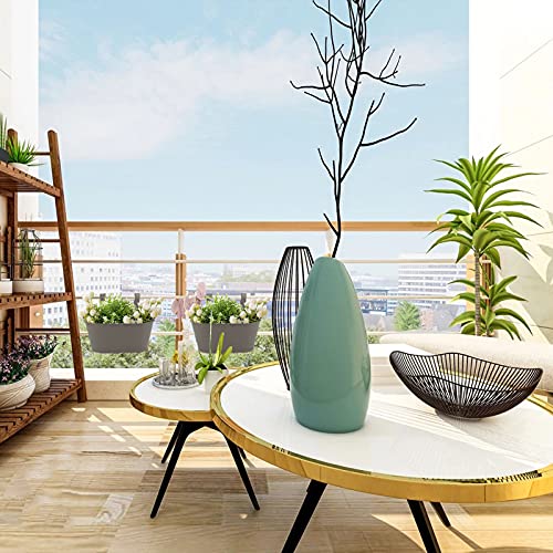 3 Pack Metal Railing Planters, 10.5" Oval Hanging Flower Pots with Detachable Hooks & Drainage Holes, Fits Rails up to 2.36", Galvanized Iron Fence Bucket for Balcony Garden Patio - Gray - color: Gray, size: 3 Pack, 10.5"L x 5.7"W x 4.7"H