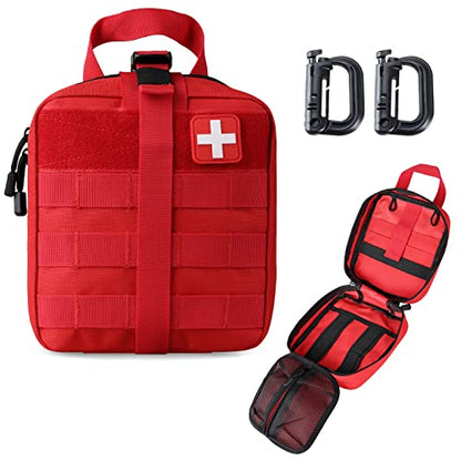 LIVANS 1000D First Aid Bag Empty, Medical Ifak Pouch for Emergency & EMT - color: Red(7.1"l X 3.5"w X 8"h)